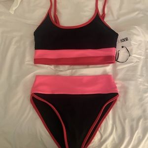 Beach Riot bikini - Eva top and Emmy bottom size L - lipstick color way
